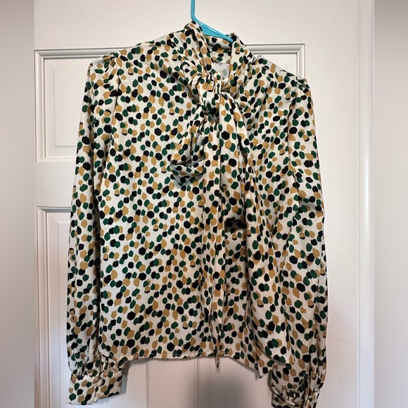 SHEIN Small Yellow/Green/Black Polka Dotted Blouse - Picture 1 of 5